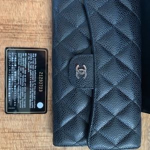 Chanel L-Flap Wallet Quilted Caviar Long